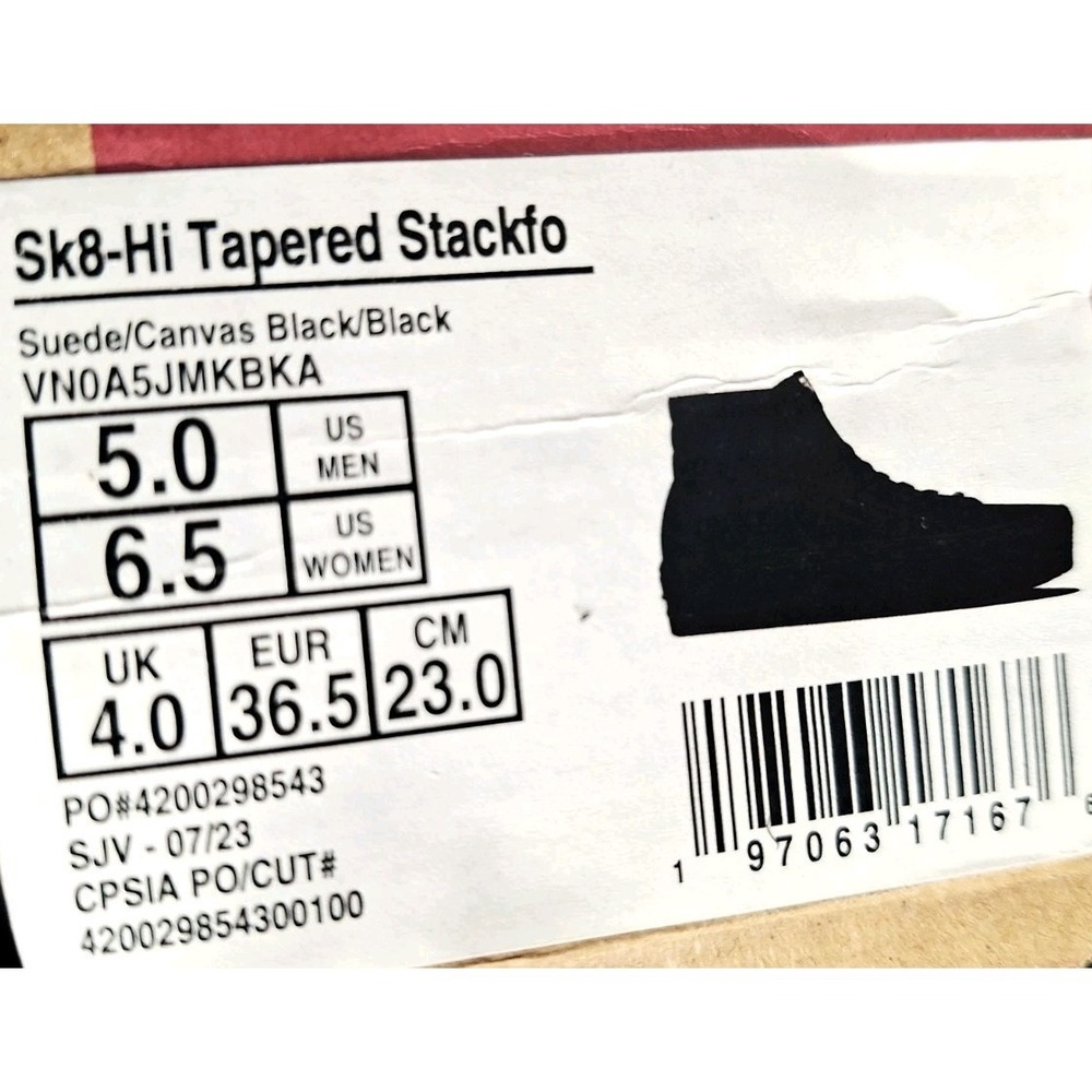 Vans Sk8-Hi Tapered Stackform 2023 Triple Black Hi Women sz 6.5 / GS Girl Sz 5Y - Picture 8 of 8